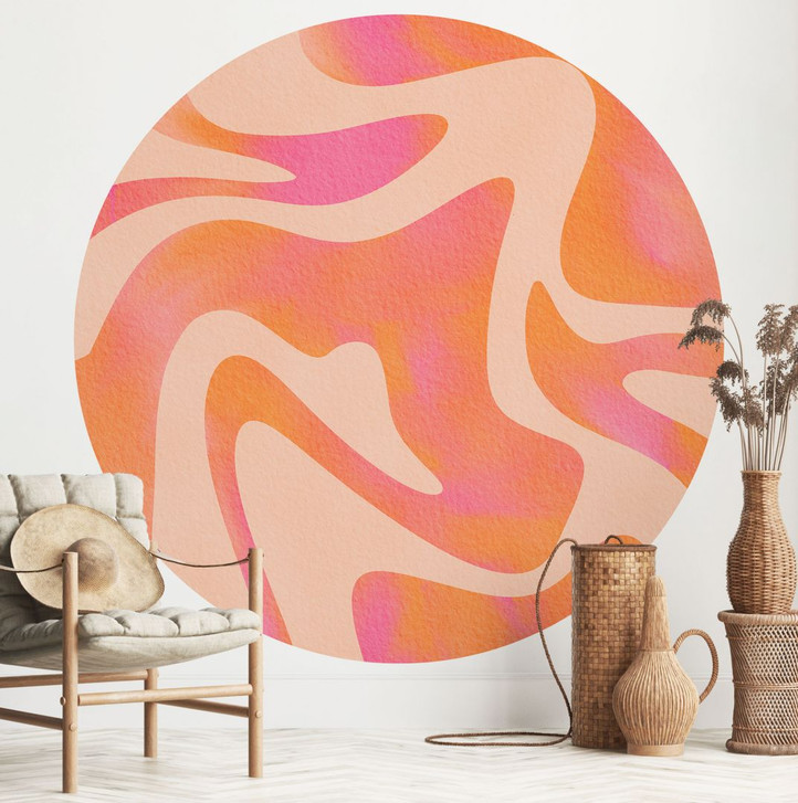 Fototapete Abstrakte Wellen in Orange-pink - Bloom - Rund - Selbstklebend/Vlies - WA468025