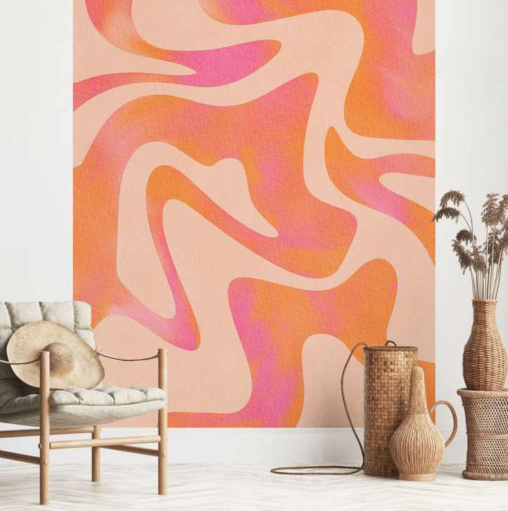 Fototapete Abstrakte Wellen in Orange-pink - Bloom - WA398608