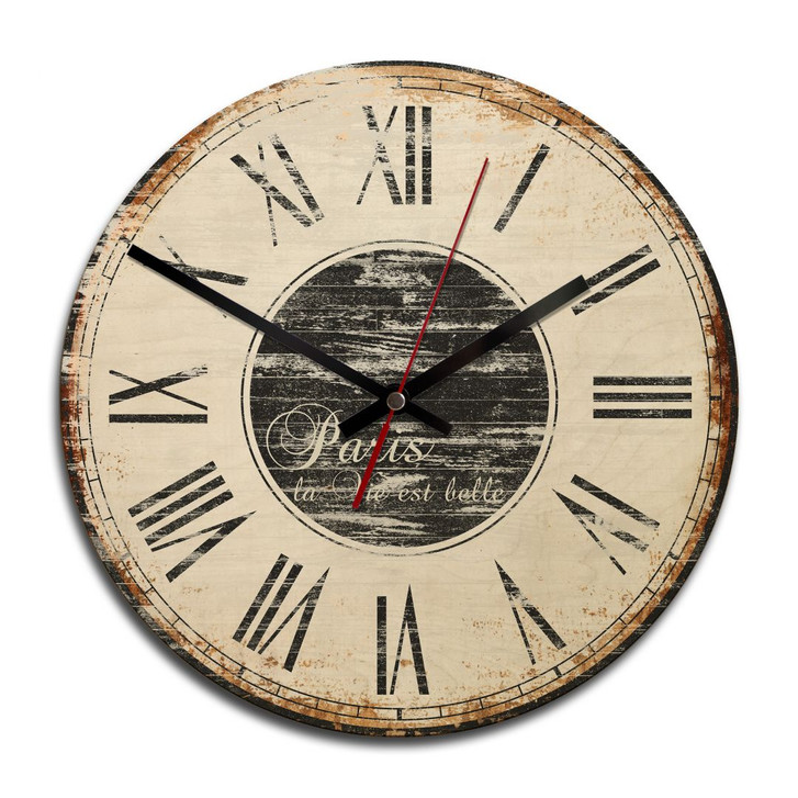Holz-Wanduhr - La vie est belle - Shabby Chic - WA233475