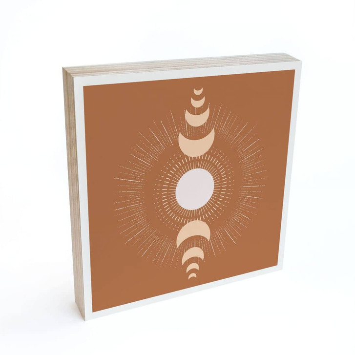 Holzbild zum Hinstellen | Mondzyklen: Sonne und Mond im Einklang - KsanaKalpa - 15 x 15 cm - WA457848