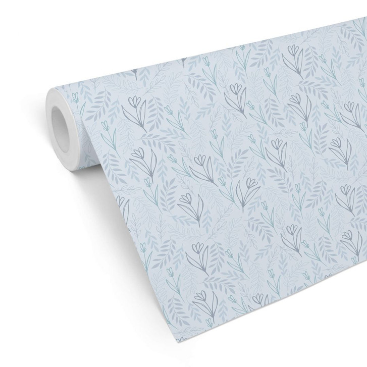 Mustertapete Graphic Flowers - Blumenfeld blau - WA255553