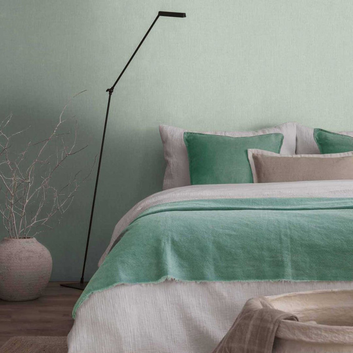 Unitapete in Textiloptik Minzgrün - Einfarbige Vliestapete für moderne Raumgestaltung - WA397108