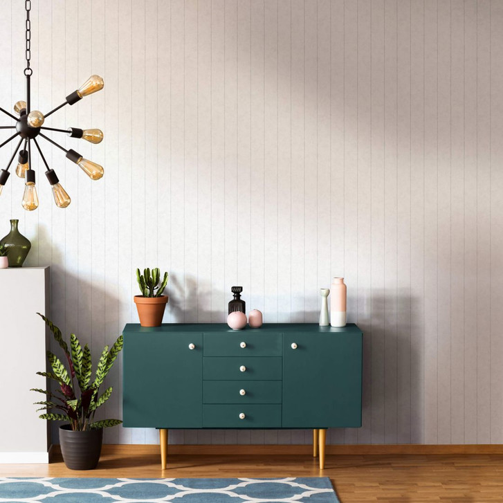 Vliestapete mit feiner Linienoptik weiss, grau Streifen - WA445049