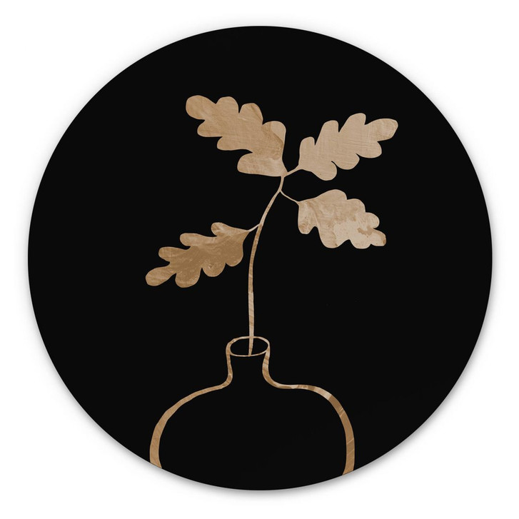 Wandbild 1X Studio - Goldene Eichenblätter in einer Vase - Alu-Dibond Rund - WA350683