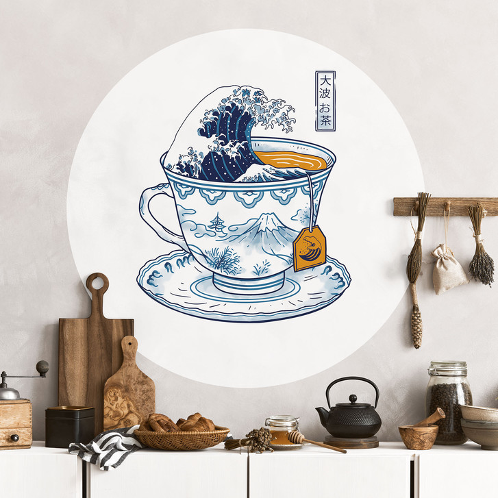 Wandtattoo Grosse Welle Tee im Hokusai-Stil - Trinidad - Rund - WA513081