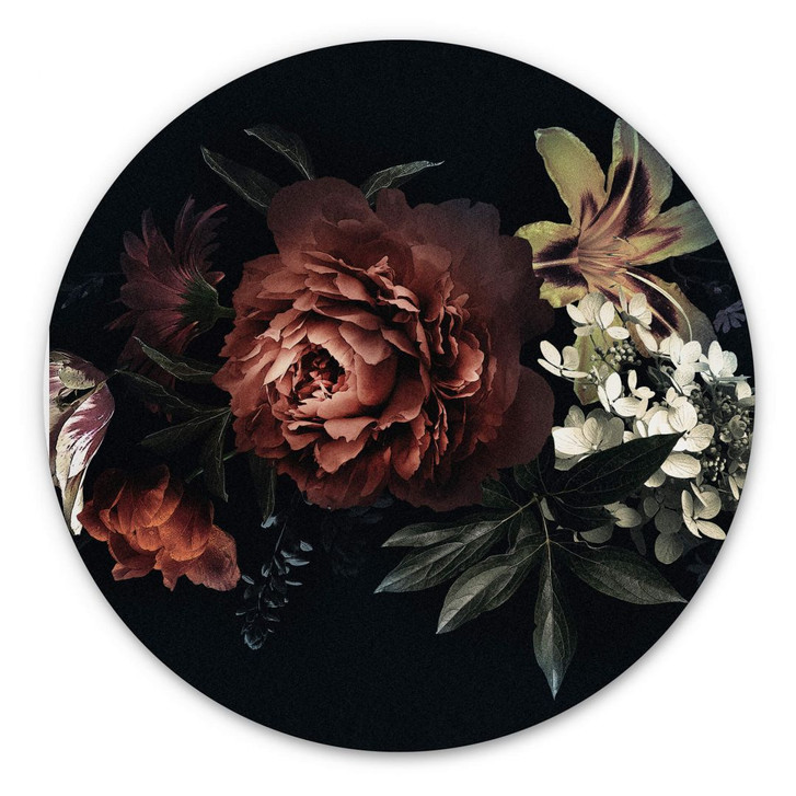 Alu-Dibond Blumenbouquet Rot - Rund - WA305699