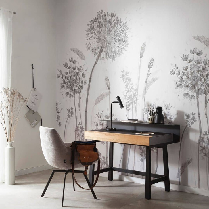 Fototapete Greige Floral für Wohnzimmer Schlafzimmer 2.70 x 2.12 cm - WA448680