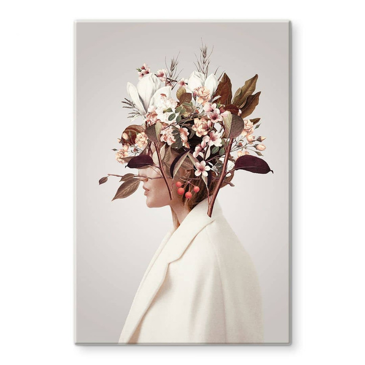 Glasbild Moth - Schönheit mit Blumenhut - WA399875