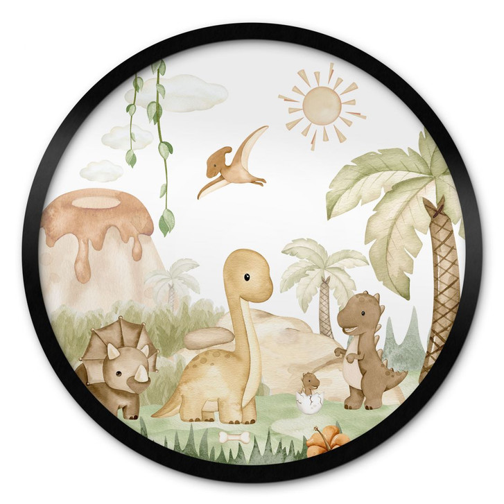 Kinderposter Kleine Dinos auf grosser Entdeckungsreise - Oliver Robins - Rund - WA433391