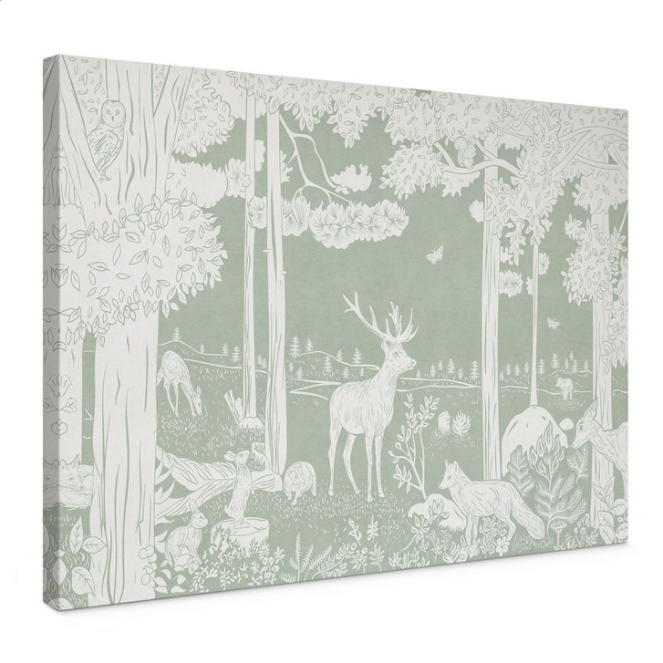 Leinwandbild Waldidylle in Grün - Oase für Wildtiere - Kikki Belle - WA437185