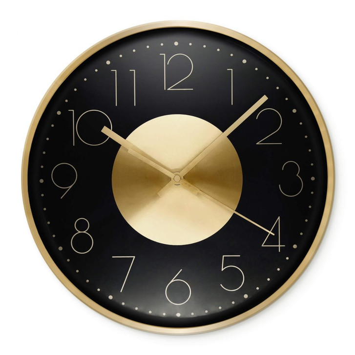 Moderne Wanduhr aus Aluminium, schwarz-gold | rund - WA427256