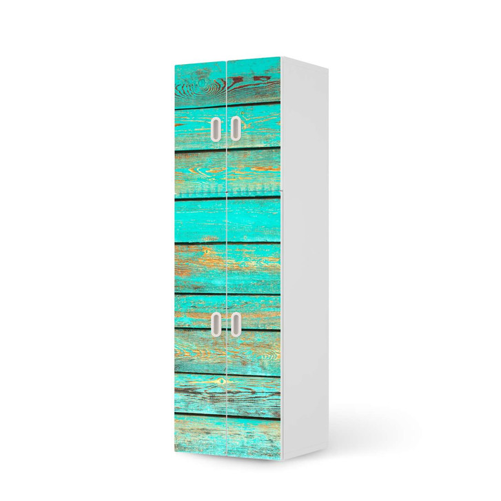 Möbelfolie IKEA Stuva / Fritids - 2 grosse und 2 kleine Türen - Wooden Aqua - CR118793