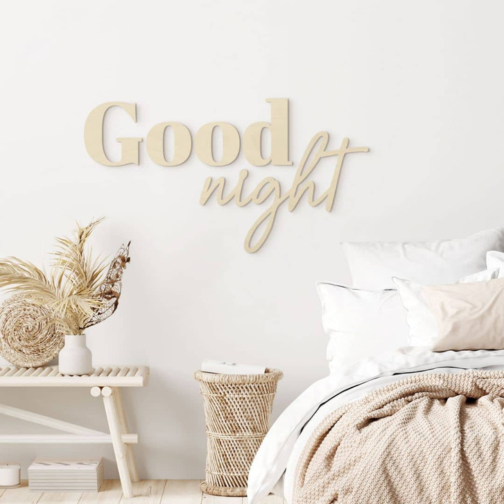 Schlafzimmer Wanddeko - Schriftzug Good Night - Pappel - WA417137