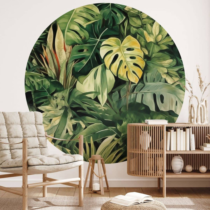 Tropische Fototapete Dschungelpflanzen - Jaszke - Rund - Selbstklebend/Vlies - WA468525