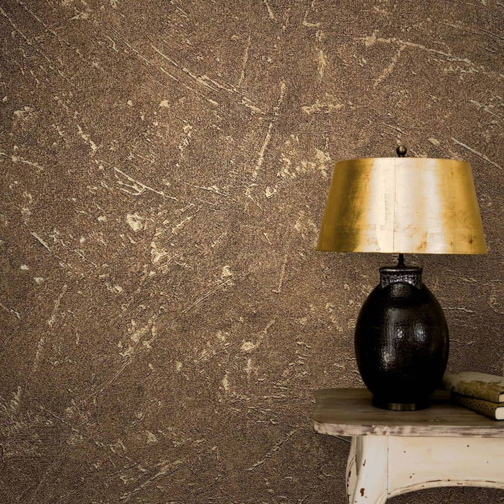 Vliestapete in Wischtechnik-look gold Struktur - WA444525