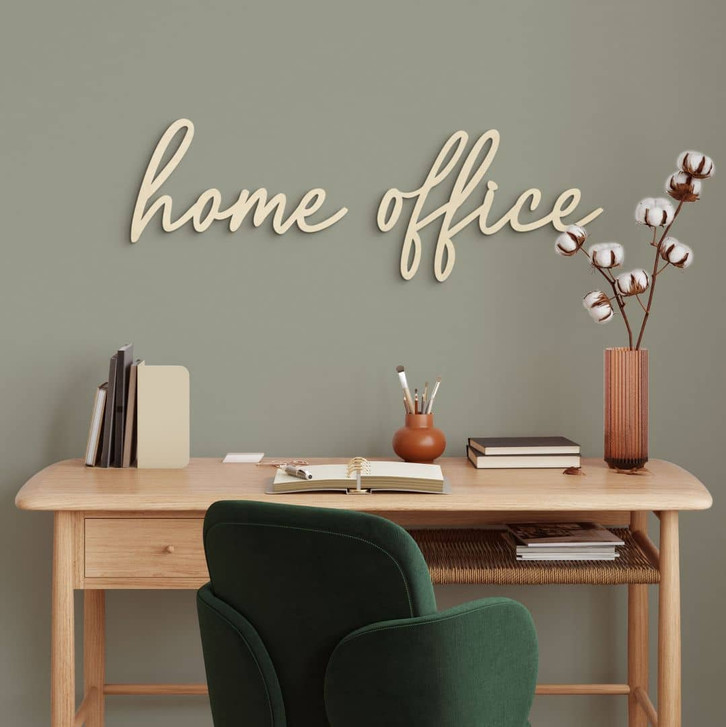 Wanddeko Schriftzug Home Office - Pappel - WA510315