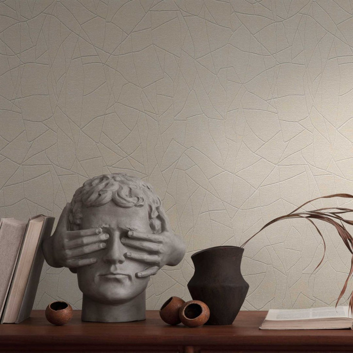 Abstrakte Mustertapete in Creme Beige – Moderne Vliestapete mit Linienstruktur - WA456582