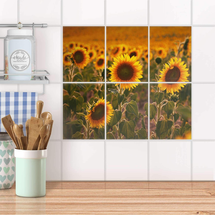Fliesenaufkleber hoch - Sunflowers - 6er Set - CR100727