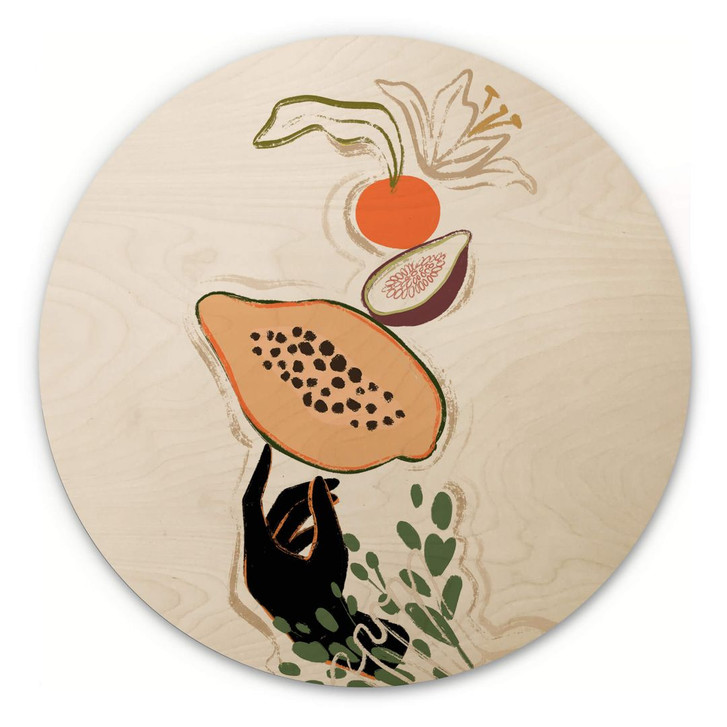 Holzbild Arty Guava - Papaya Balance - Rund - WA400527