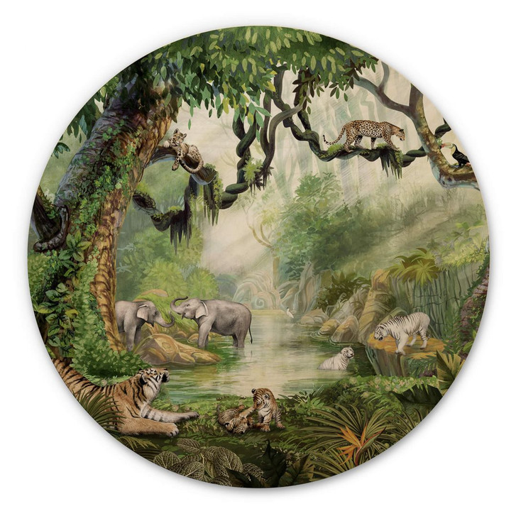 Holzbild Kikki Belle - Dschungelkatzen - Rund - WA355287