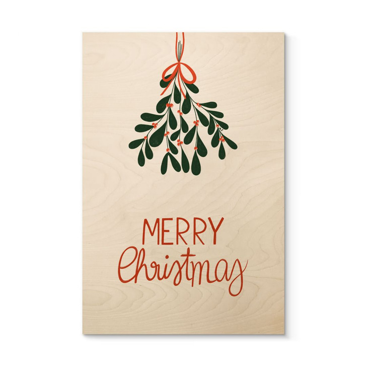 Holzbild Merry Christmas mit Mistelzweig - Lisboa - WA495620