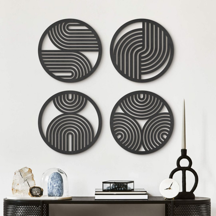 MDF-Deko Boho Regenbogen - runde geometrische Kunst (4er-Set) - WA405629