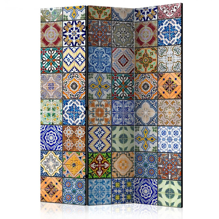 Paravent, Raumteiler freistehend, Trennwand - Farbmosaik, 3-teilig - 135 x 172 cm - WA454421