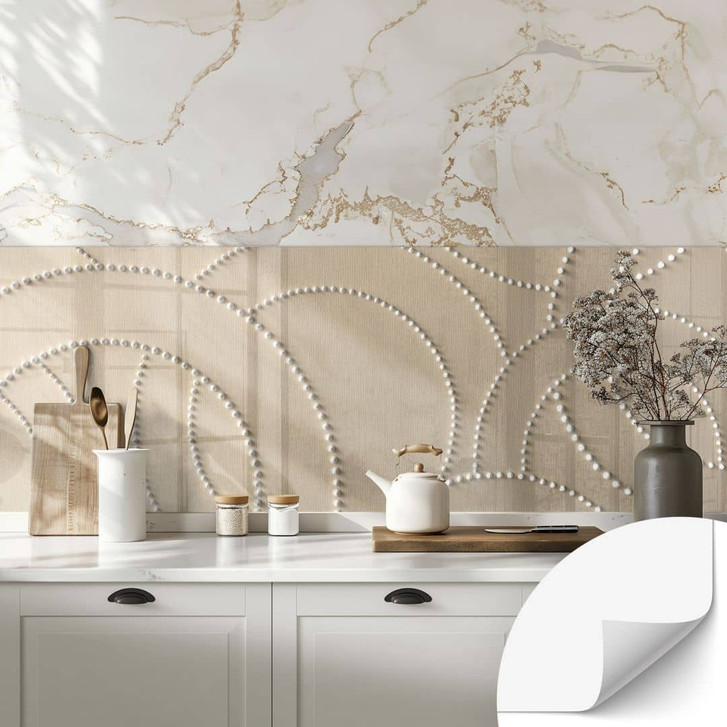 Selbstklebende Küchenrückwand Abstrakte Ringe beige - Grande - WA457256
