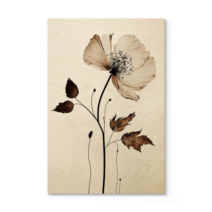 Holzbild Blumen - Trockenblüte in Creme - Treechild - WA401651