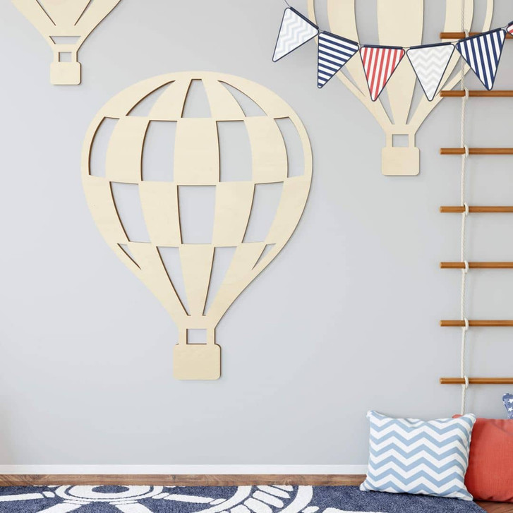 Holzdeko Pappel - Heissluftballon kariert - WA309910