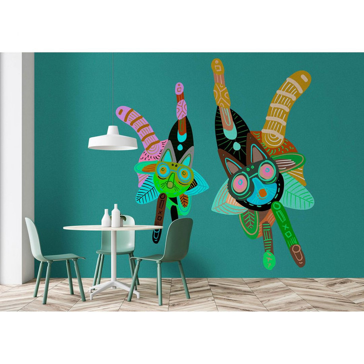 Livingwalls Fototapete Walls by Patel 3 Looneyland 3 grün, blau, schwarz, gelb, braun - WA327959