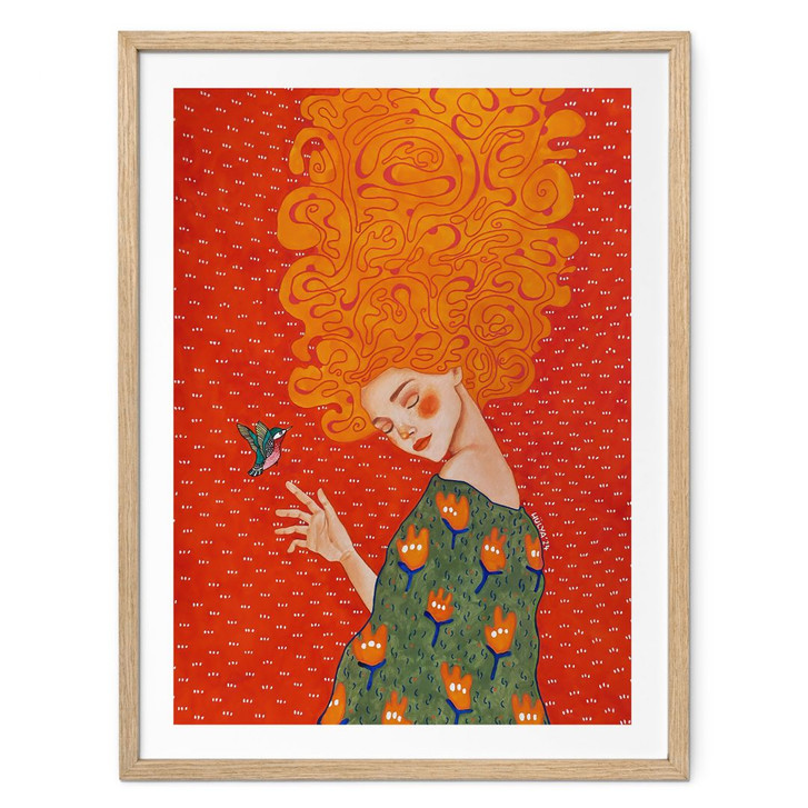 Poster Kolibri und Frau im roten Licht - Hülya - WA498586