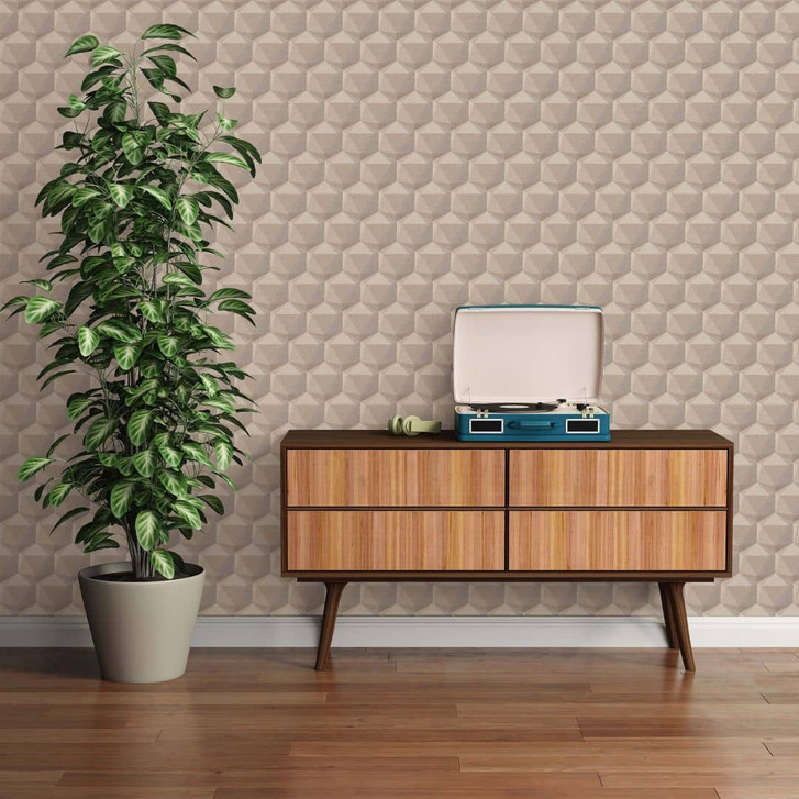 Tapete 3d Design Beige - Moderne Wohnzimmer Vliestapete - WA395727