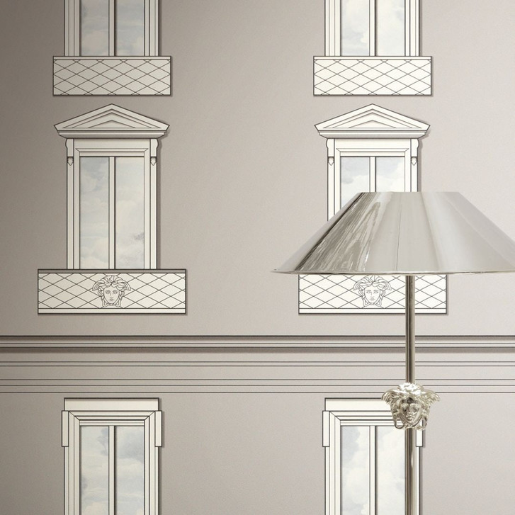 Versace Vliestapete Palazzo No 12 Fenster Fassade Grau Blau Neo Klassik - WA506896