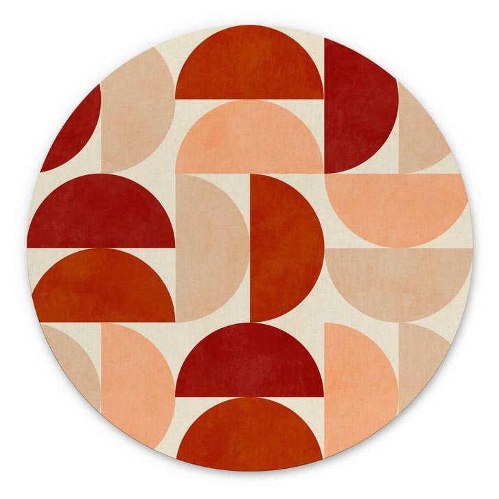 Wandbild Abstrakte Halbkreise in warmen Naturtönen - Bré - Alu-Dibond Rund - WA452859