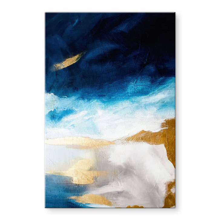 Acrylglasbild Pinselstriche Blau und Gold - Haniff - WA479092