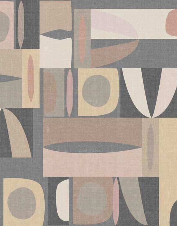 Fototapete Bildtapete Geometrisches Retro Muster in Dunkelblau, Taupe & Beige 2.7 x 2.12 m - WA505228