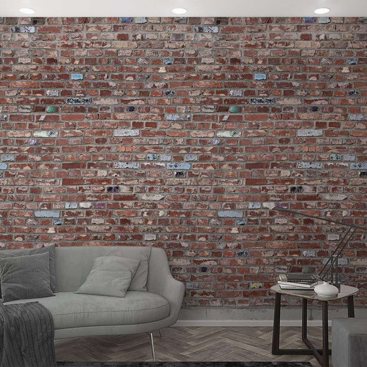 Fototapete mit Steinmauer als used look Rot ,Steinoptik 2.70 x 1.59 m - WA448981