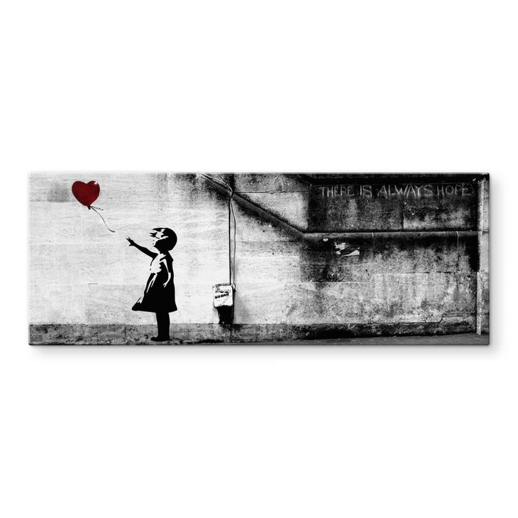 Glasbild Banksy - Girl with balloon - Panorama - WA459493