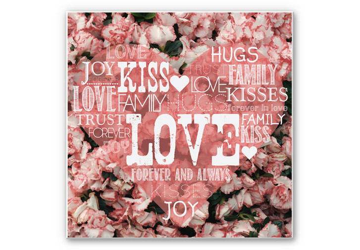 Hartschaumbild Liebesherz im Blumenmeer - quadratisch - WA130324