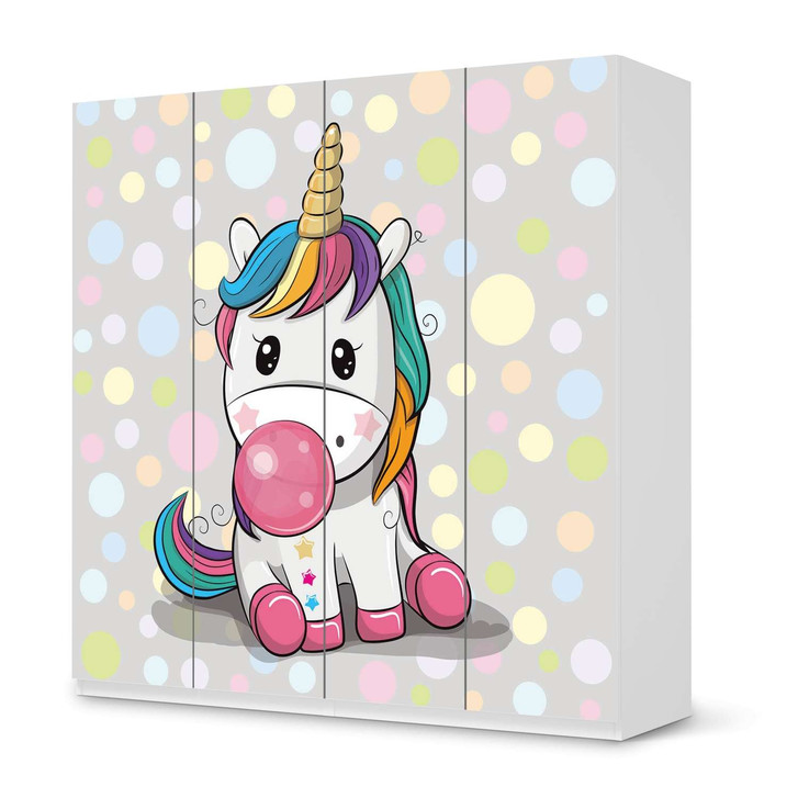 Klebefolie IKEA Pax Schrank 201cm Höhe - 4 Türen - Rainbow das Einhorn - CR110971