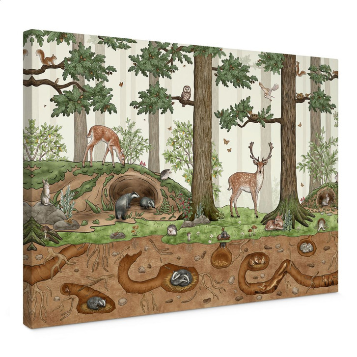 Leinwandbild Wimmelbild Waldtiere - Kikki Belle - WA496718