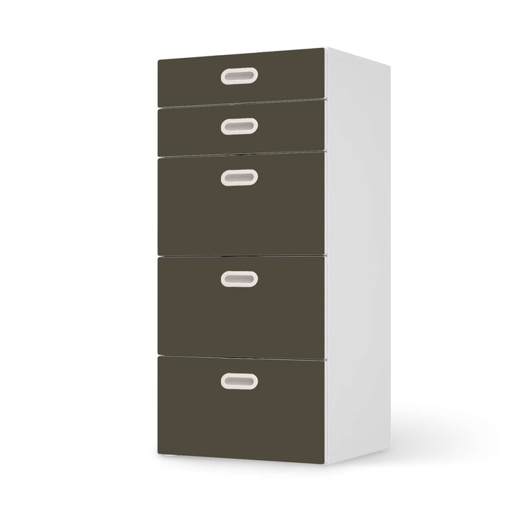 Möbel Klebefolie IKEA Stuva / Fritids Kommode - 5 Schubladen - Braungrau Dark - CR113942
