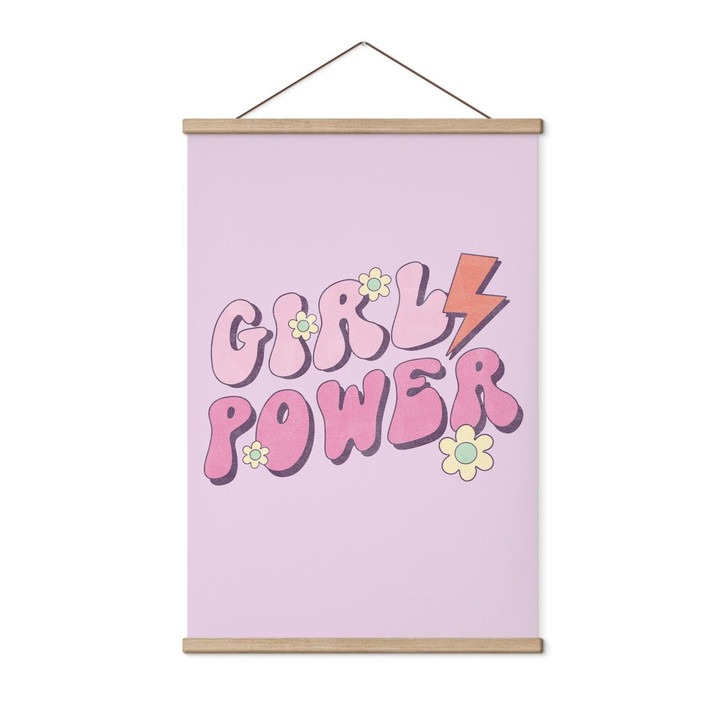 Stoffbild Girl Power Retro Schriftzug Lila - WA500597