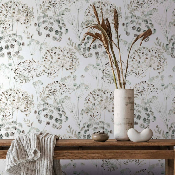 Vliestapete Blumen, Blätter Floral Natur matt in Grau - WA473046