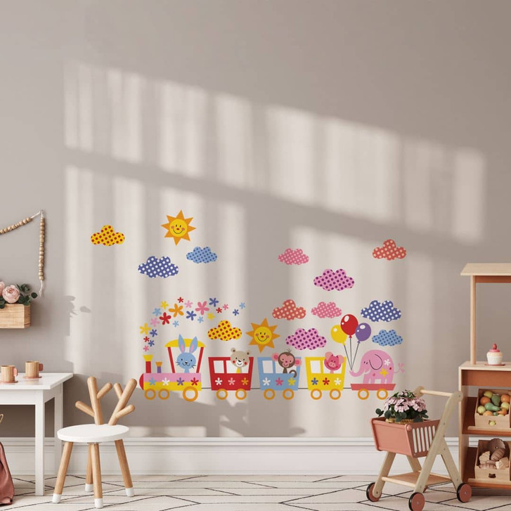 Wandtattoo Lustige Tiere im Zug (Muster) - WA215037