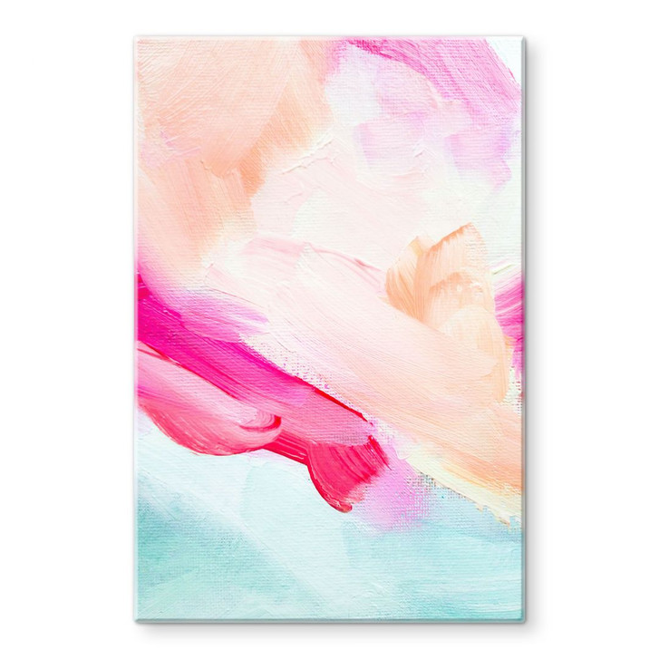 Glasbild Pinselstriche Pink und Türkis - Haniff - WA399954