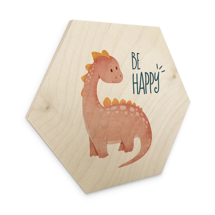 Hexagon-Holzbild Dino Be Happy - Brachiosaurus - Tunaboylu - WA400551