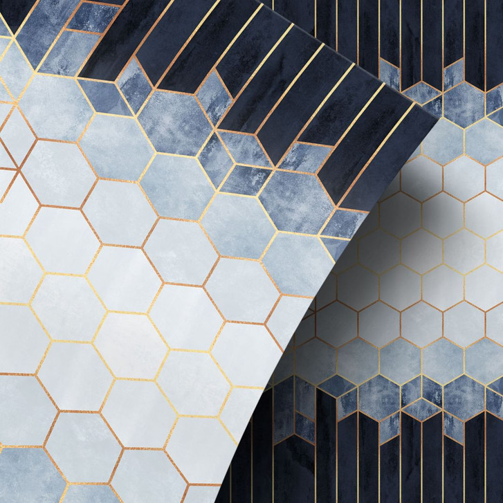 Möbelfolie Fredriksson - Hexagone: Blau und Weiss - WA255753