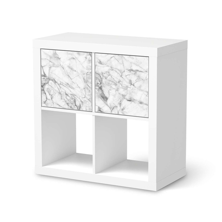 Möbelfolie IKEA Kallax Regal 2 Türen (quer) - Marmor weiss - CR115489
